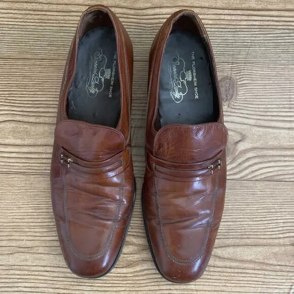 The Florsheim Shoe Men's Loafers Size 10.5 B Brown Leather Slip On Shoes