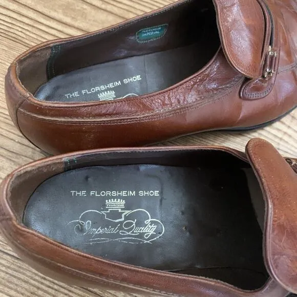 The Florsheim Shoe Men's Loafers Size 10.5 B Brown Leather Slip On Shoes