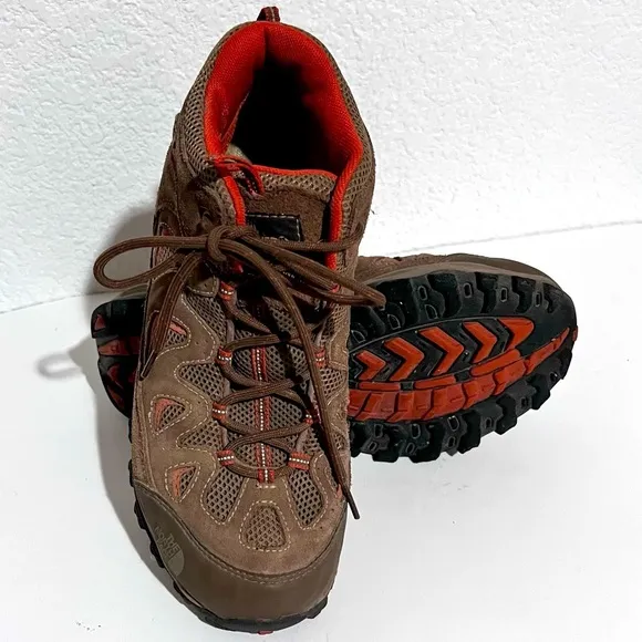 The North Face Brown &amp; Rust Leather HydroSeal Waterproof Ankle High Hiking Boots