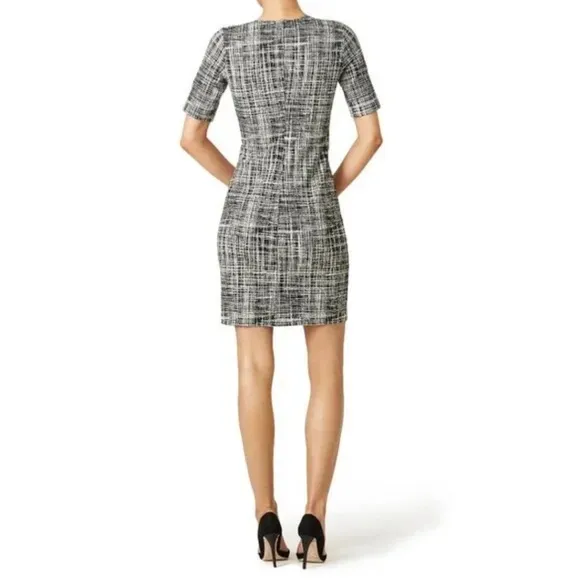 Theory Rijik B Grid Stretch Knit Sheath Dress Black White Career Office Size 8