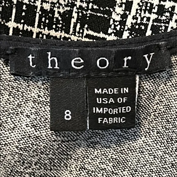 Theory Rijik B Grid Stretch Knit Sheath Dress Black White Career Office Size 8