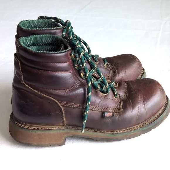 Thorogood Mens 804-4711 Lace Up Safety Toe Brown Leather Work Boots Men's Size 7
