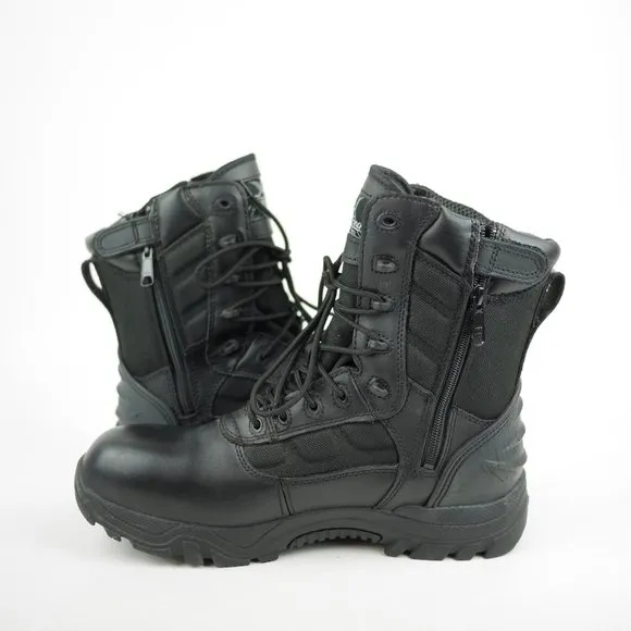 THOROGOOD Men's 9.5 W Black Leather Work Boots Composite Toe Waterproof Side Zip
