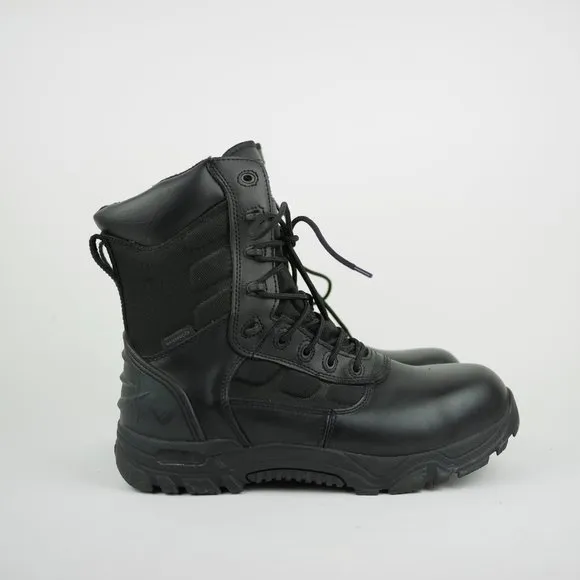 THOROGOOD Men's 9.5 W Black Leather Work Boots Composite Toe Waterproof Side Zip