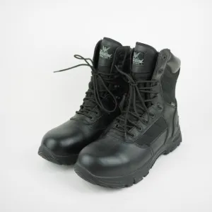 THOROGOOD Men's 9.5 W Black Leather Work Boots Composite Toe Waterproof Side Zip