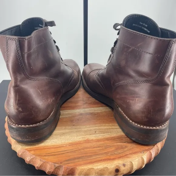 Thursday Captain Cap Toe Lace Up Men’s Ankle Work Brown Leather Boots Size 12