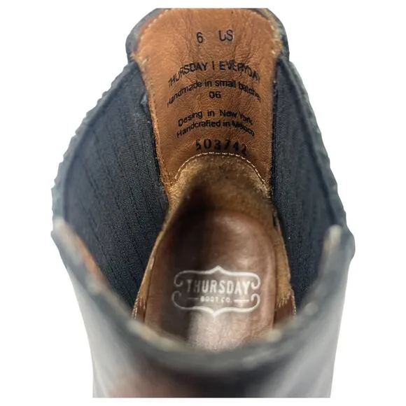 Thursday Womens Dreamer Leather Chelsea Ankle Boots Booties Black Size 6