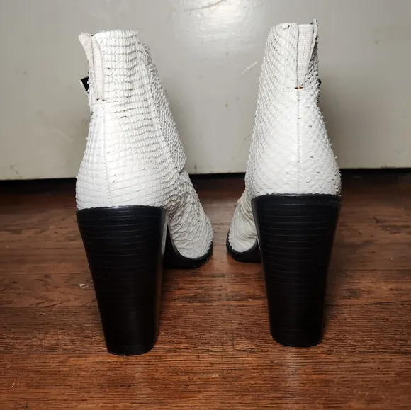 TIBI White Snake Embossed Leather Ankle Boots