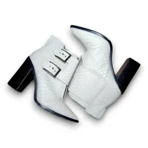 TIBI White Snake Embossed Leather Ankle Boots