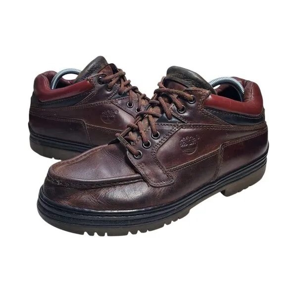 Timberland 1219 Vintage Men Dark Burgundy Cherry Leather Gore-Tex Work Boots 10M