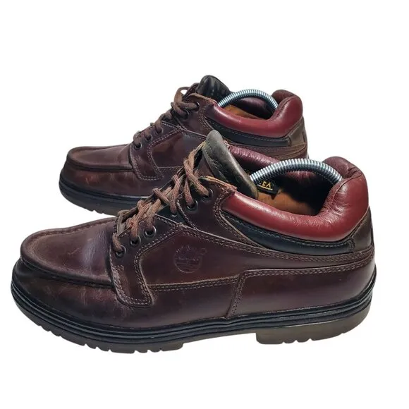 Timberland 1219 Vintage Men Dark Burgundy Cherry Leather Gore-Tex Work Boots 10M