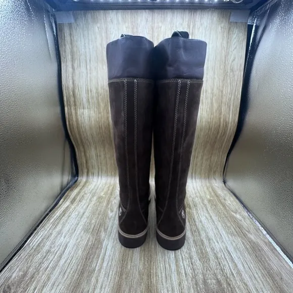 Timberland 15&quot; Tall Boots Women's Size 8 M Brown Nubuck Suede Knee High 35395