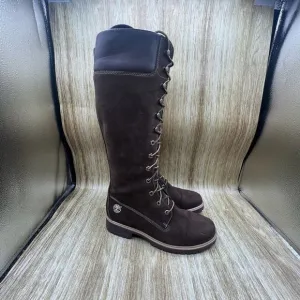 Timberland 15&quot; Tall Boots Women's Size 8 M Brown Nubuck Suede Knee High 35395