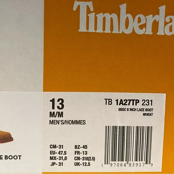TIMBERLAND 6” DARK WHEAT SUEDE GUM SOLE BOOTS MENS TB 1A27TP 231 SIZE 13 NEW