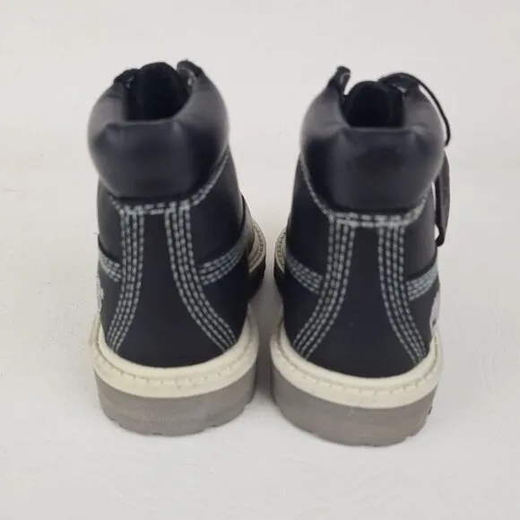 Timberland 6In Classic TODDLER Casual Boots Outdoors Black Leather SZ 4