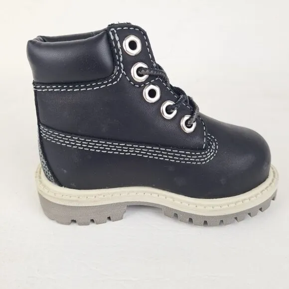 Timberland 6In Classic TODDLER Casual Boots Outdoors Black Leather SZ 4