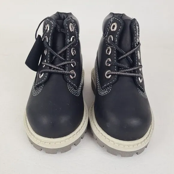 Timberland 6In Classic TODDLER Casual Boots Outdoors Black Leather SZ 4