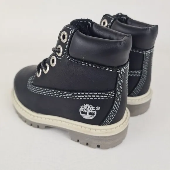 Timberland 6In Classic TODDLER Casual Boots Outdoors Black Leather SZ 4