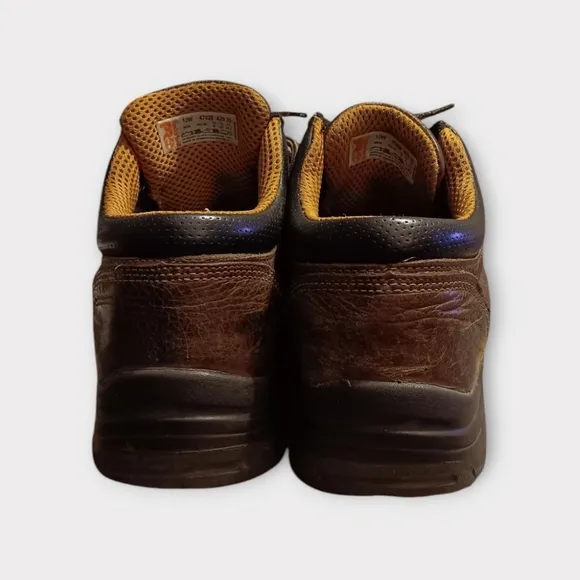 TIMBERLAND BROWN LEATHER STEEL TOE WORK SHOE. MEN'S SIZE 10W.