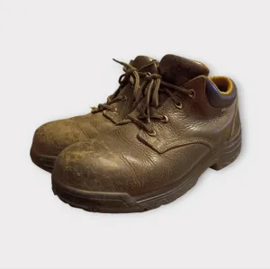 TIMBERLAND BROWN LEATHER STEEL TOE WORK SHOE. MEN'S SIZE 10W.