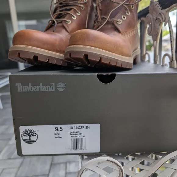 Timberland Brown Leather Work Boots Ankle-Height