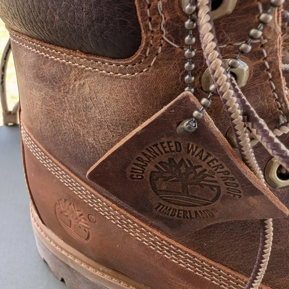 Timberland Brown Leather Work Boots Ankle-Height