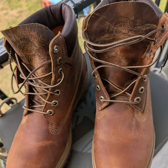 Timberland Brown Leather Work Boots Ankle-Height