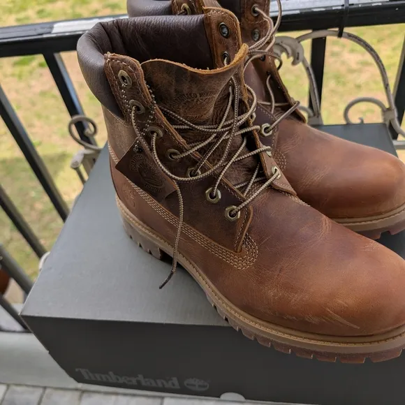 Timberland Brown Leather Work Boots Ankle-Height