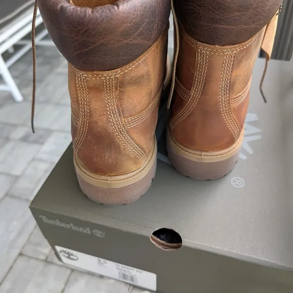 Timberland Brown Leather Work Boots Ankle-Height