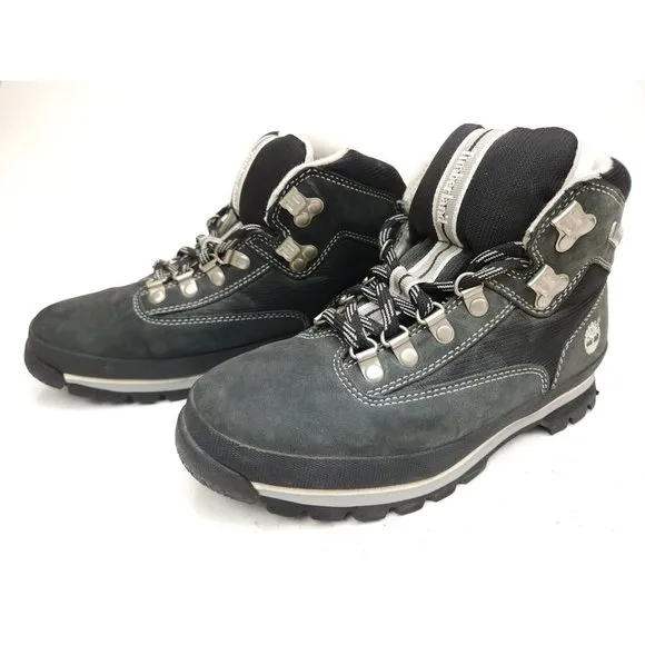 Timberland Euro Hiker Mens Hiking Boots Ankle Leather Gray Black Size 7 M