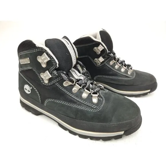 Timberland Euro Hiker Mens Hiking Boots Ankle Leather Gray Black Size 7 M