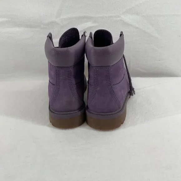 Timberland Girls kid Size 3.5 Purple Suede Leather Ankle Hiking Boots EU35