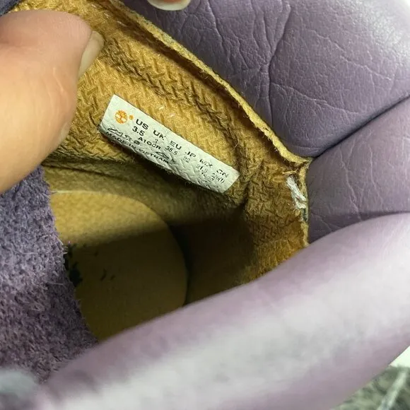 Timberland Girls kid Size 3.5 Purple Suede Leather Ankle Hiking Boots EU35