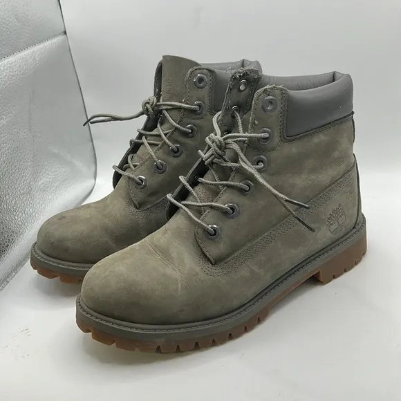 Timberland Lace Up Work Boots Green Leather Mens Size 5