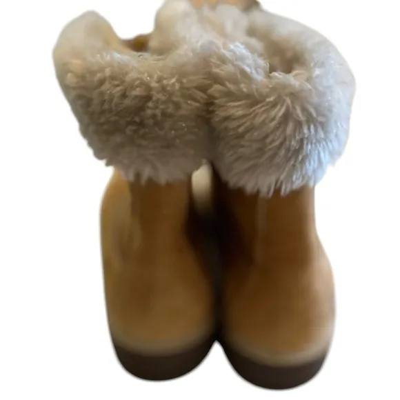 Timberland Leather Glitter Fur Tan Brown Boots Size 8 Women's Lace Up Casual