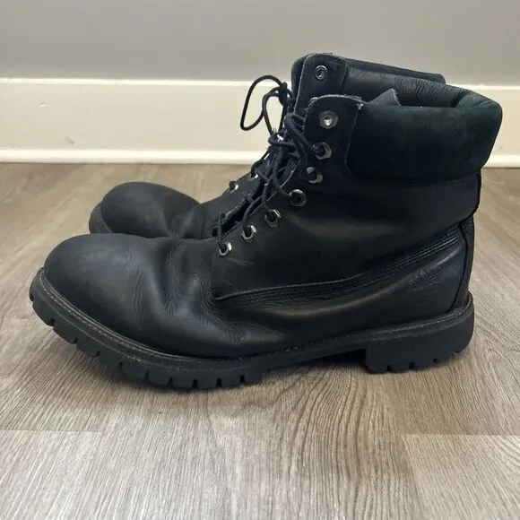 Timberland Mens Size 13 Premium Waterproof 6 inch Black Nubuck Work Boots READ