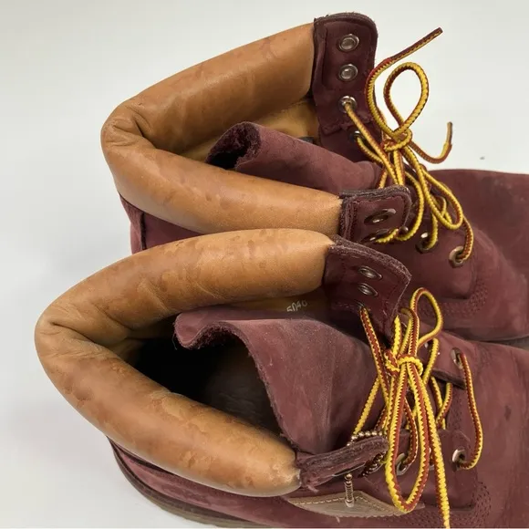 Timberland | Men's Waterproof Burgundy Tan Leather Boots Primaloft Size 10.5M