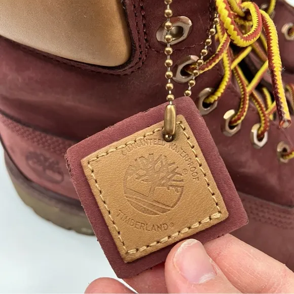 Timberland | Men's Waterproof Burgundy Tan Leather Boots Primaloft Size 10.5M