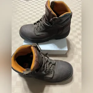 Timberland Pro 26 Leather Work Boots Mens 8W Wide Steel Toe Slip Resistant 26063