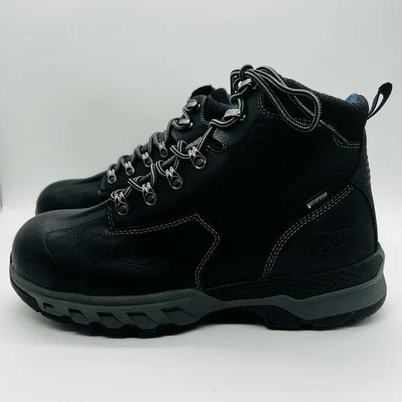 TIMBERLAND PRO 447 STEEL TOE BLACK WORK-BOOTS DOWNDRAFT 6” WATERPROOF NWOT