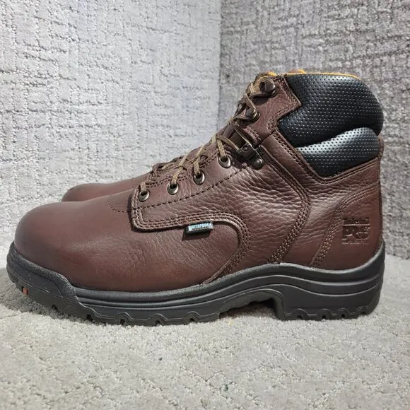 Timberland Pro Men's Size 12W US Brown Leather Steel Toe Waterproof Work Boots