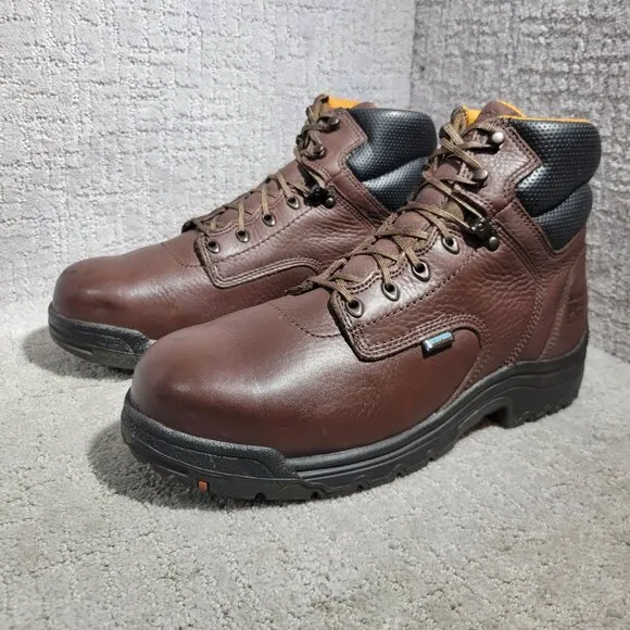 Timberland Pro Men's Size 12W US Brown Leather Steel Toe Waterproof Work Boots
