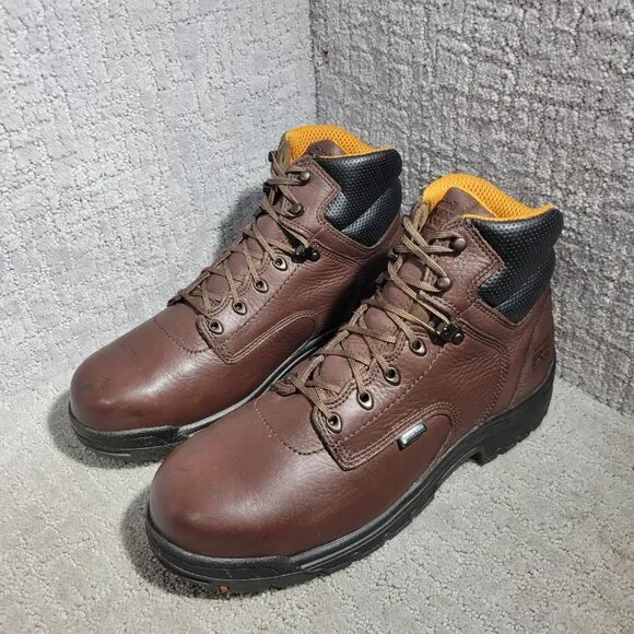 Timberland Pro Men's Size 12W US Brown Leather Steel Toe Waterproof Work Boots