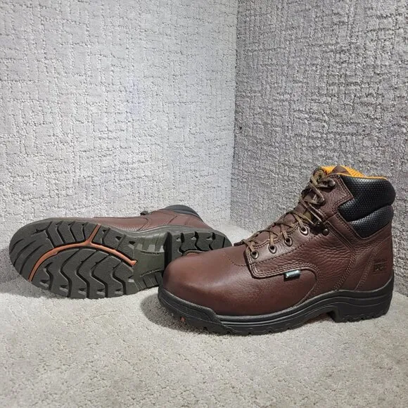 Timberland Pro Men's Size 12W US Brown Leather Steel Toe Waterproof Work Boots