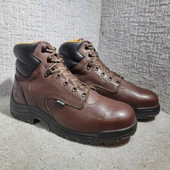Timberland Pro Men's Size 12W US Brown Leather Steel Toe Waterproof Work Boots