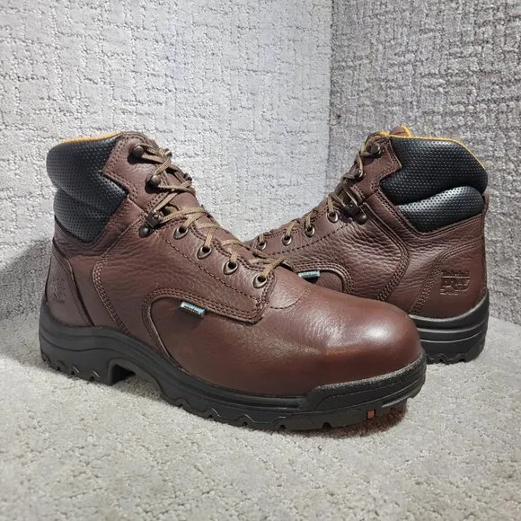 Timberland Pro Men's Size 12W US Brown Leather Steel Toe Waterproof Work Boots