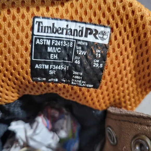 Timberland Pro Men's Size 12W US Brown Leather Steel Toe Waterproof Work Boots