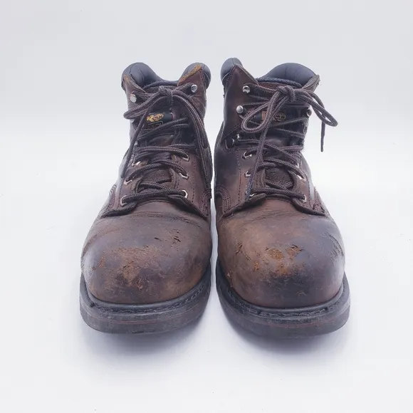 Timberland Pro Pit Boss Steel Toe Brown Leather Work Boots Mens Size 11.5