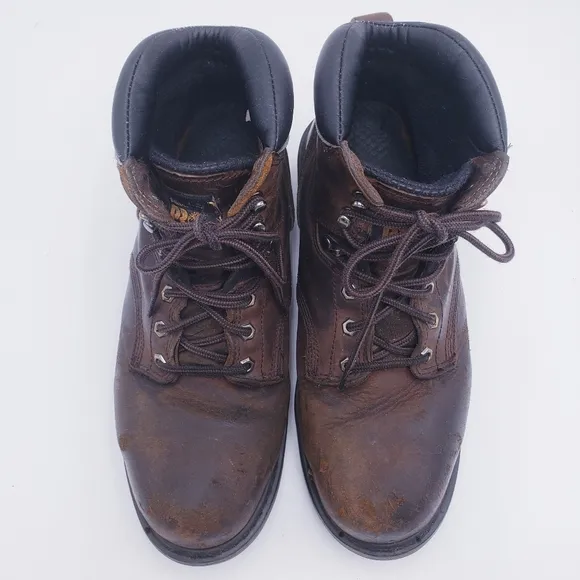 Timberland Pro Pit Boss Steel Toe Brown Leather Work Boots Mens Size 11.5