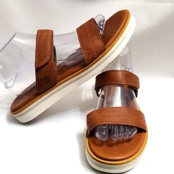 Timberland Sensorflex Brown Leather Velcro Strap sandals (w size 10)
